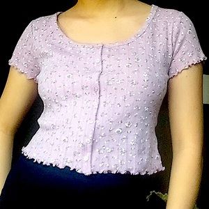 Hippie Rose lettuce edge cropped tee